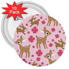 Preety Deer Cute 3  Buttons (10 Pack)  by Nexatart