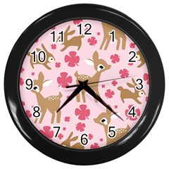 Preety Deer Cute Wall Clocks (black) by Nexatart