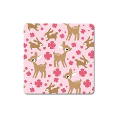 Preety Deer Cute Square Magnet by Nexatart