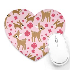 Preety Deer Cute Heart Mousepads by Nexatart