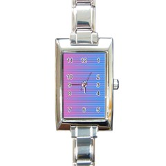 Turquoise Pink Stripe Light Blue Rectangle Italian Charm Watch