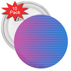 Turquoise Pink Stripe Light Blue 3  Buttons (10 Pack) 