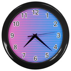 Turquoise Pink Stripe Light Blue Wall Clocks (black) by Mariart