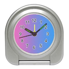 Turquoise Pink Stripe Light Blue Travel Alarm Clocks by Mariart