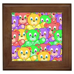 Cute Cartoon Crowd Of Colourful Kids Bears Framed Tiles by Nexatart