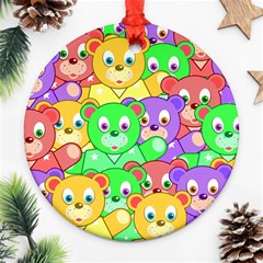 Cute Cartoon Crowd Of Colourful Kids Bears Ornament (round) by Nexatart