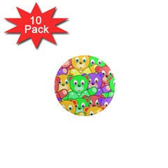 Cute Cartoon Crowd Of Colourful Kids Bears 1  Mini Magnet (10 Pack)  by Nexatart