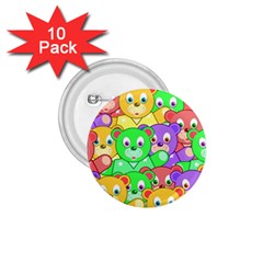 Cute Cartoon Crowd Of Colourful Kids Bears 1 75  Buttons (10 Pack) by Nexatart