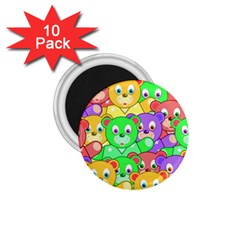 Cute Cartoon Crowd Of Colourful Kids Bears 1 75  Magnets (10 Pack)  by Nexatart