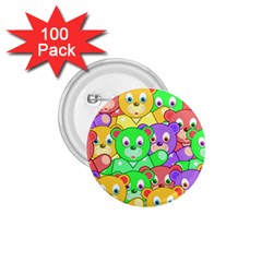 Cute Cartoon Crowd Of Colourful Kids Bears 1 75  Buttons (100 Pack)  by Nexatart