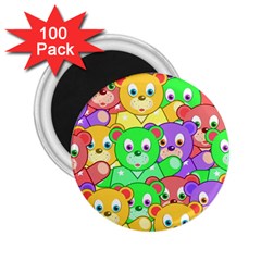 Cute Cartoon Crowd Of Colourful Kids Bears 2 25  Magnets (100 Pack)  by Nexatart