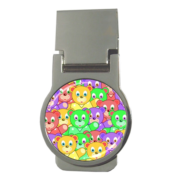 Cute Cartoon Crowd Of Colourful Kids Bears Money Clips (Round) 