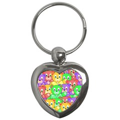 Cute Cartoon Crowd Of Colourful Kids Bears Key Chains (heart)  by Nexatart