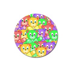 Cute Cartoon Crowd Of Colourful Kids Bears Magnet 3  (round)