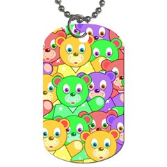 Cute Cartoon Crowd Of Colourful Kids Bears Dog Tag (one Side) by Nexatart