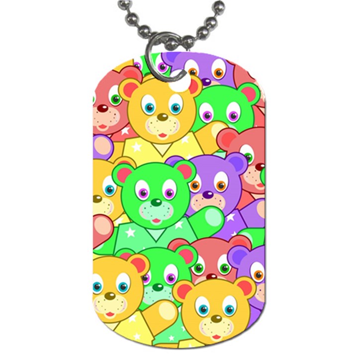 Cute Cartoon Crowd Of Colourful Kids Bears Dog Tag (One Side)