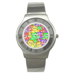 Cute Cartoon Crowd Of Colourful Kids Bears Stainless Steel Watch by Nexatart