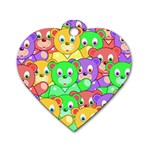 Cute Cartoon Crowd Of Colourful Kids Bears Dog Tag Heart (Two Sides) Back