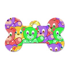 Cute Cartoon Crowd Of Colourful Kids Bears Dog Tag Bone (one Side) by Nexatart