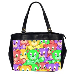 Cute Cartoon Crowd Of Colourful Kids Bears Office Handbags (2 Sides)  by Nexatart