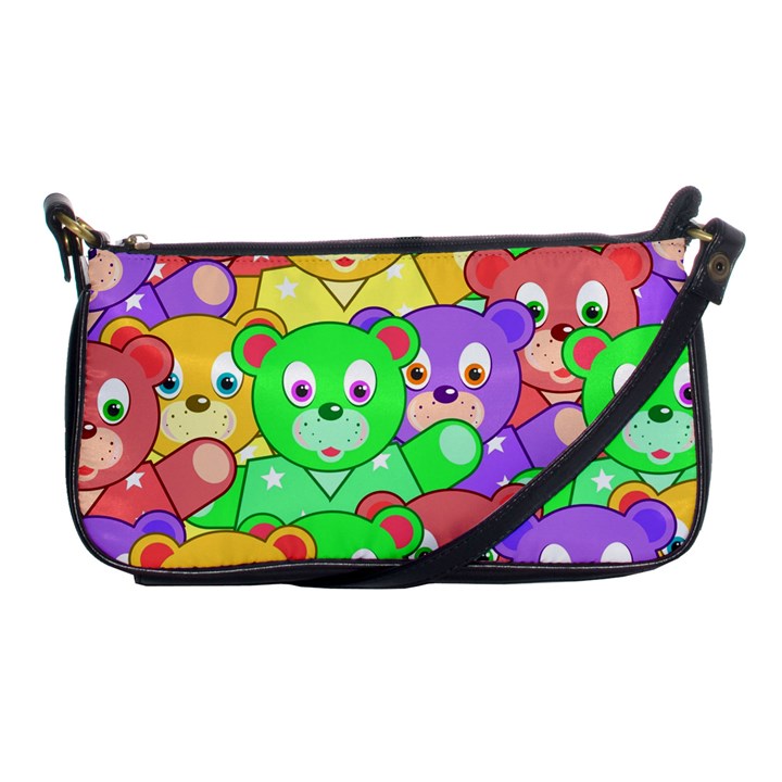 Cute Cartoon Crowd Of Colourful Kids Bears Shoulder Clutch Bags