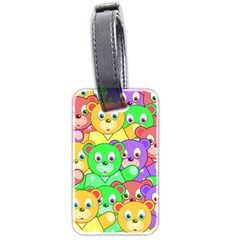 Cute Cartoon Crowd Of Colourful Kids Bears Luggage Tags (two Sides) by Nexatart