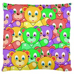 Cute Cartoon Crowd Of Colourful Kids Bears Large Cushion Case (one Side) by Nexatart