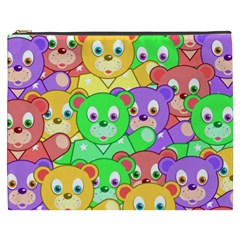 Cute Cartoon Crowd Of Colourful Kids Bears Cosmetic Bag (xxxl)  by Nexatart