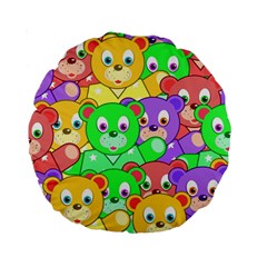 Cute Cartoon Crowd Of Colourful Kids Bears Standard 15  Premium Round Cushions by Nexatart