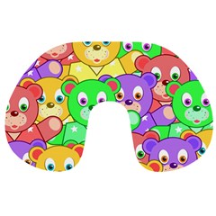 Cute Cartoon Crowd Of Colourful Kids Bears Travel Neck Pillows by Nexatart