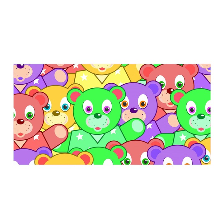 Cute Cartoon Crowd Of Colourful Kids Bears Satin Wrap