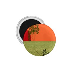 Sunset Orange Green Tree Sun Red Polka 1 75  Magnets by Mariart