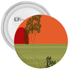 Sunset Orange Green Tree Sun Red Polka 3  Buttons