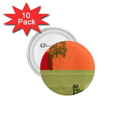 Sunset Orange Green Tree Sun Red Polka 1 75  Buttons (10 Pack)