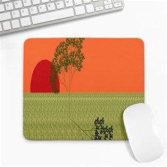 Sunset Orange Green Tree Sun Red Polka Large Mousepads