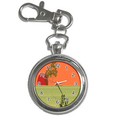 Sunset Orange Green Tree Sun Red Polka Key Chain Watches by Mariart