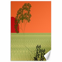 Sunset Orange Green Tree Sun Red Polka Canvas 20  X 30   by Mariart