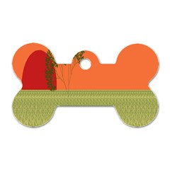 Sunset Orange Green Tree Sun Red Polka Dog Tag Bone (One Side)