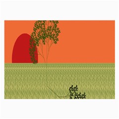 Sunset Orange Green Tree Sun Red Polka Large Glasses Cloth