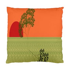 Sunset Orange Green Tree Sun Red Polka Standard Cushion Case (two Sides) by Mariart