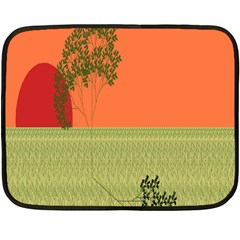 Sunset Orange Green Tree Sun Red Polka Double Sided Fleece Blanket (mini)  by Mariart