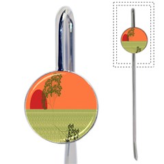 Sunset Orange Green Tree Sun Red Polka Book Mark