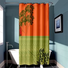 Sunset Orange Green Tree Sun Red Polka Shower Curtain 36  x 72  (Stall) 