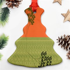 Sunset Orange Green Tree Sun Red Polka Christmas Tree Ornament (Two Sides)