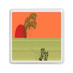 Sunset Orange Green Tree Sun Red Polka Memory Card Reader (square)  by Mariart