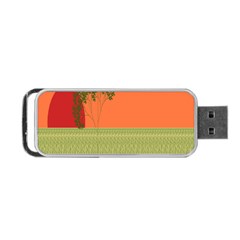 Sunset Orange Green Tree Sun Red Polka Portable Usb Flash (one Side) by Mariart