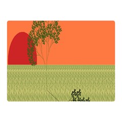 Sunset Orange Green Tree Sun Red Polka Double Sided Flano Blanket (mini)  by Mariart