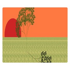 Sunset Orange Green Tree Sun Red Polka Double Sided Flano Blanket (small)  by Mariart