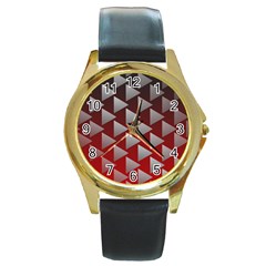 Netflix Play Button Pattern Round Gold Metal Watch