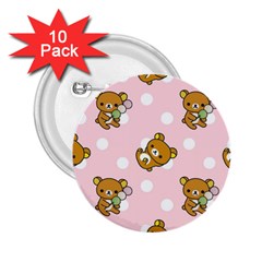 Kawaii Bear Pattern 2 25  Buttons (10 Pack)  by Nexatart